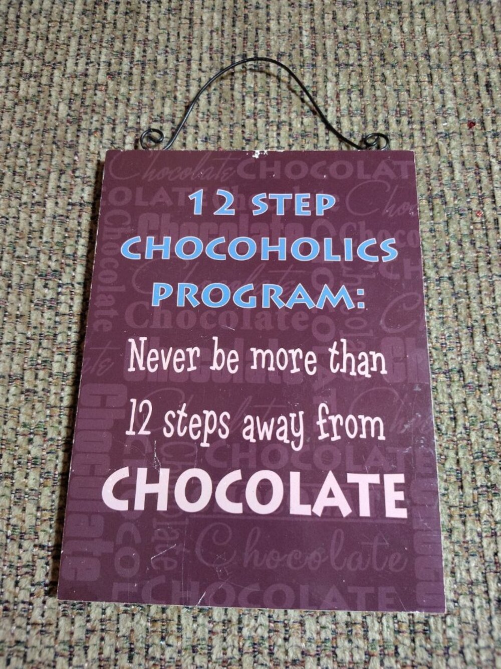 12-step Chocoholics Program Wooden Sign, Door Hanging, Wall Hanging, Humorous